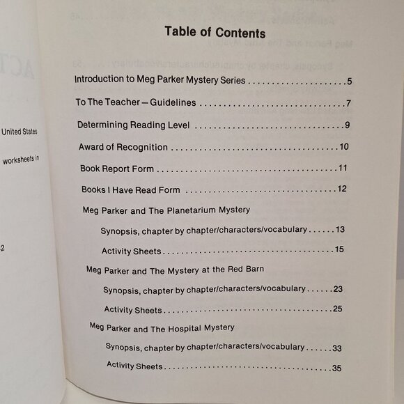 Teachers Edition Activity Worksheets Meg Parker Mystery Set 2 Eleanor Robins - Picture 6 of 12